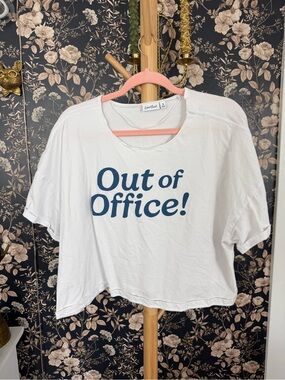 Torrid LoveSick White "Out of Office!" Casual Crop Tee